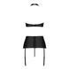 Комплект з еко-шкіри з імітацією шнурівки Passion NANCY SET L/XL black топ, трусики, пояс для панчіх