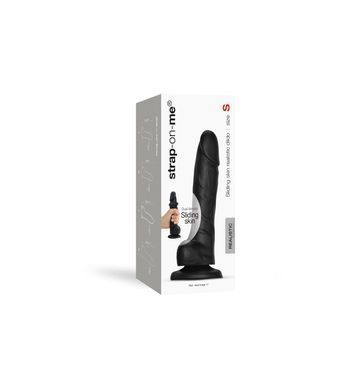Реалистичный фаллоимитатор Strap-On-Me Sliding Skin Realistic Dildo Black S, эффект подвижной кожи