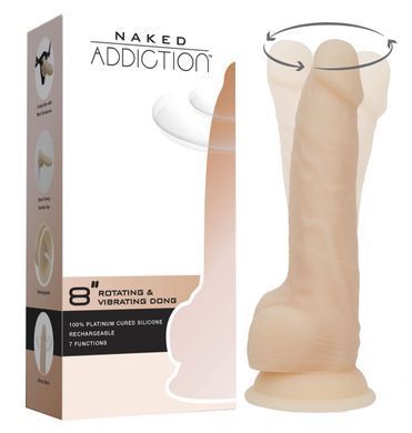 Фалоімітатор з вібрацією та ротацією Naked ADDICTION James 8&Prime; Rotating & Vibrating Dong, пульт ДК