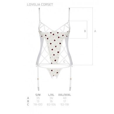 Корсет з підв'язками, стрінги Passion LOVELIA CORSET L/XL, white