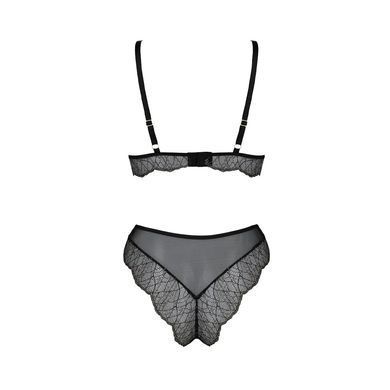 Комплект белья Passion AMBERLY SET 4XL/5XL black, лиф, трусики бразилиана, люрексовая нить