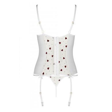 Корсет з підв'язками, стрінги Passion LOVELIA CORSET L/XL, white