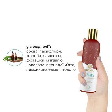 Натуральное массажное масло DONA Restore &mdash; Peppermint & Eucalyptus (120 мл) с эфирными маслами