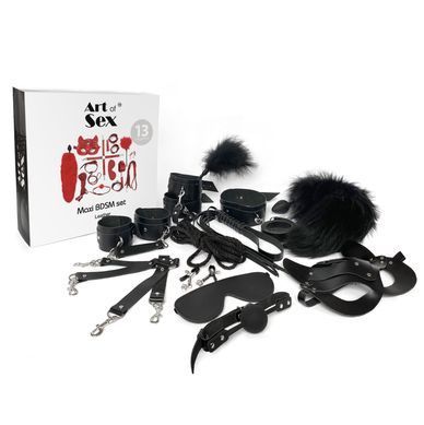 Набор BDSM Art of Sex &ndash; Maxi BDSM Set Leather, 13 предметов, черный, натуральная кожа