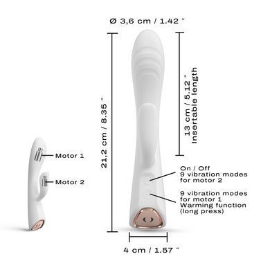 Вібратор-кролик з підігрівом Dorcel FLEXI RABBIT WHITE, гнучкий стовбур
