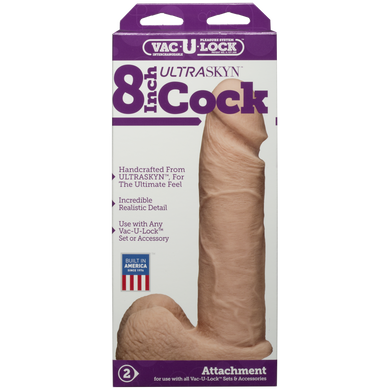 Фалоімітатор Doc Johnson Vac-U-Lock - 8 Inch ULTRASKYN Cock White, діаметр 5,1 см