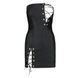 Мини-платье из экокожи Passion CELINE CHEMISE 6XL/7XL, black, шнуровка, трусики в комплекте