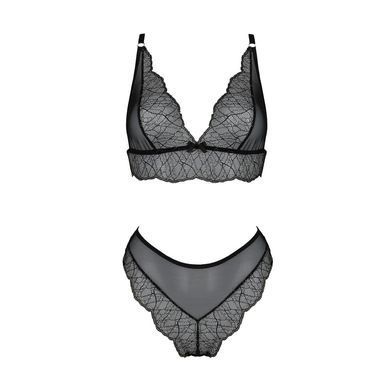 Комплект белья Passion AMBERLY SET 6XL/7XL black, лиф, трусики бразилиана, люрексовая нить