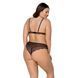 Комплект белья Passion AMBERLY SET 6XL/7XL black, лиф, трусики бразилиана, люрексовая нить