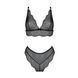 Комплект белья Passion AMBERLY SET 6XL/7XL black, лиф, трусики бразилиана, люрексовая нить