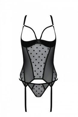 Корсет Passion MARINA CORSET, S/M, black, з відкритими чашками