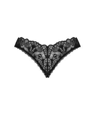 Кружевные стринги Obsessive Donna Dream crotchless thong XL/2XL Black, открытый доступ