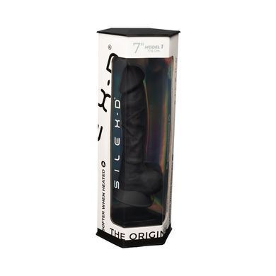 Фалоімітатор SilexD Johnny Black (MODEL 1 size 7in), двошаровий, силікон + Silexpan, діаметр 3,8см