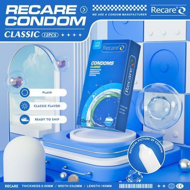 Презервативи Recare Classic Condoms 12 шт, класичні