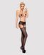 Сітчасті панчохи-стокінги з мереживним поясом Obsessive Garter stockings S307 XL/XXL, чорні