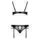 Комплект белья Passion PAULINE SET S/M, black, стрэпы, лиф, стринги и пояс для чулок