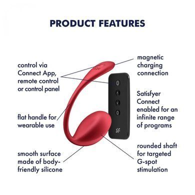 Смарт-виброяйцо Satisfyer Shiny Petal Connect App, управление со смартфона, пульт ДУ