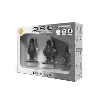 Набір анальних пробок SilexD Silicone Plug Kit двошарові, силікон+Silexpan, діаметр 3,4; 4; 4,5 см