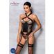Сетчатый комплект корсет с халтером, съемные подвязки и трусики Passion AMANDA CORSET L/XL, black