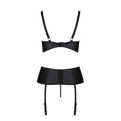Корсет з відкритими грудьми Passion JANNIES CORSET XXL/XXXL black, стрінги в наборі