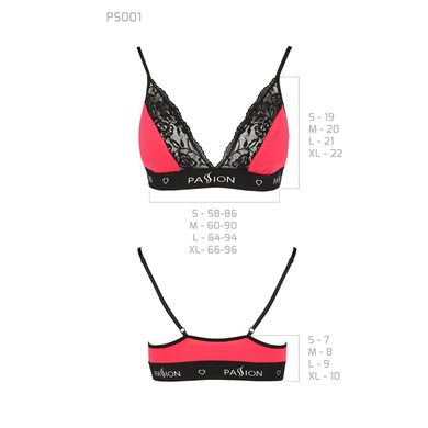 Еластичний топ з мереживом Passion PS001 TOP L, red-black