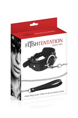 Ошейник с большим кольцом и с поводком Fetish Tentation Ring and Leash