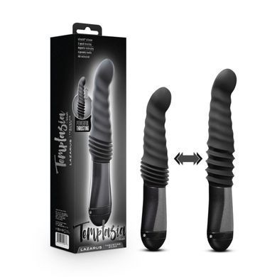 Пульсатор Blush Temptasia &ndash; Lazarus Thrusting Dildo &ndash; Black, ребристый ствол, 3 скорости