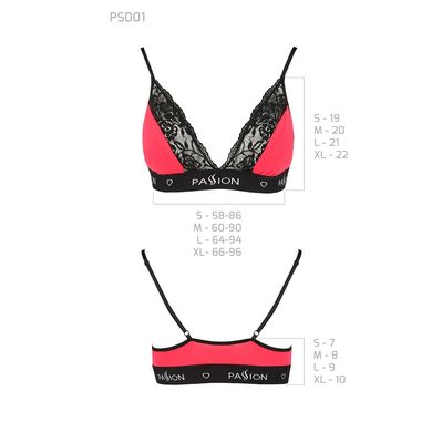 Эластичный топ с кружевом Passion PS001 TOP M, red-black