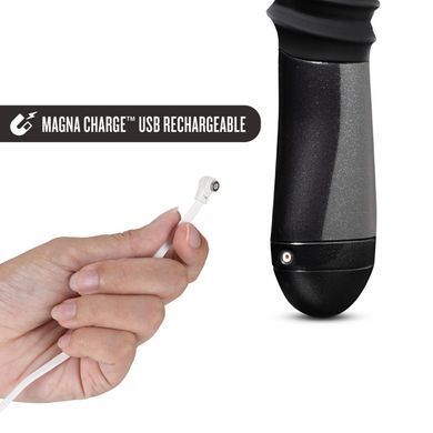 Пульсатор Blush Temptasia &ndash; Lazarus Thrusting Dildo &ndash; Black, ребристый ствол, 3 скорости