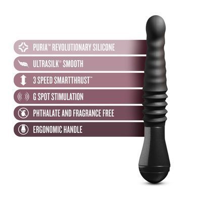 Пульсатор Blush Temptasia &ndash; Lazarus Thrusting Dildo &ndash; Black, ребристый ствол, 3 скорости